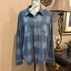 32 DEGREES HEAT, Casual Soft Blue Plaid Button-Up Shirt